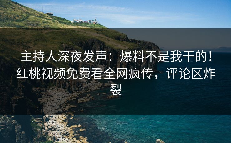 主持人深夜发声:爆料不是我干的!红桃视频免费看全网疯传,评论区炸裂