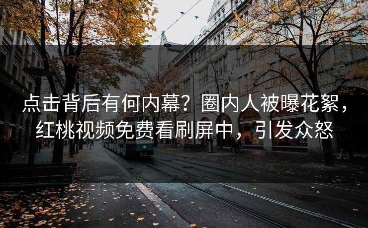 点击背后有何内幕?圈内人被曝花絮,红桃视频免费看刷屏中,引发众怒