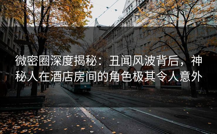 微密圈深度揭秘:丑闻风波背后,神秘人在酒店房间的角色极其令人意外 微密圈深度揭秘:丑闻风波背后,神秘人在酒店房间的角色极其令人意外