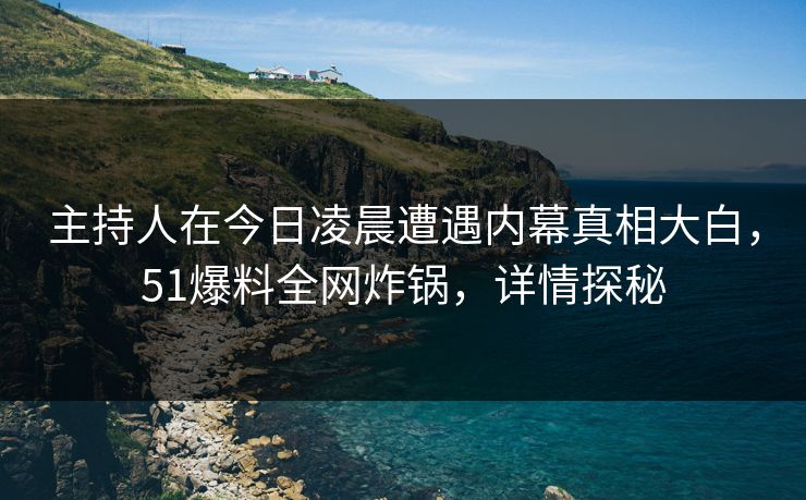 主持人在今日凌晨遭遇内幕真相大白,51爆料全网炸锅,详情探秘
