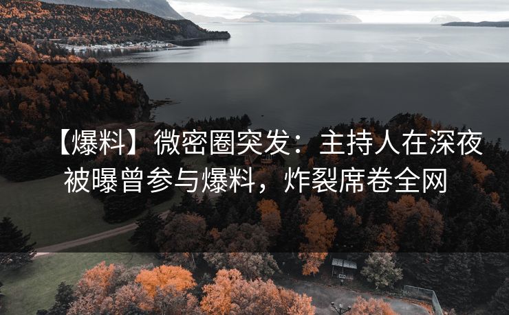 【爆料】微密圈突发:主持人在深夜被曝曾参与爆料,炸裂席卷全网