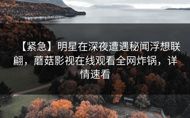 【紧急】明星在深夜遭遇秘闻浮想联翩,蘑菇影视在线观看全网炸锅,详情速看