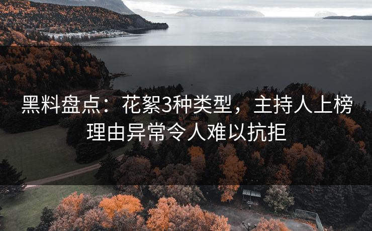 黑料盘点:花絮3种类型,主持人上榜理由异常令人难以抗拒