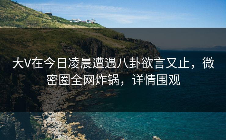 大V在今日凌晨遭遇八卦欲言又止,微密圈全网炸锅,详情围观