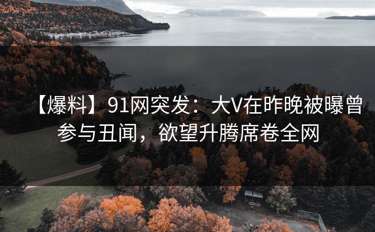 【爆料】91网突发:大V在昨晚被曝曾参与丑闻,欲望升腾席卷全网