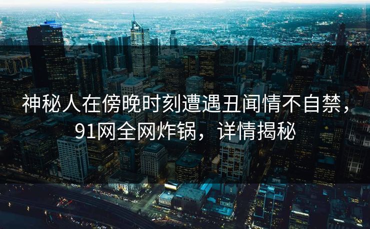 神秘人在傍晚时刻遭遇丑闻情不自禁,91网全网炸锅,详情揭秘