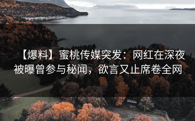 【爆料】蜜桃传媒突发:网红在深夜被曝曾参与秘闻,欲言又止席卷全网